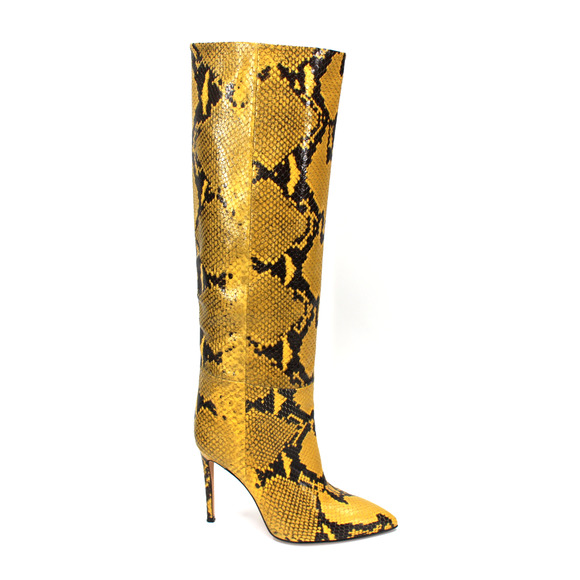 Paris Texas Shoes - Paris Texas Yellow Black Snakeskin Stiletto Knee High Boots 36 Embossed Bootie
